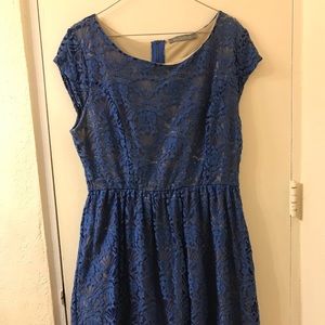 FINN&CLOVER SHORT SLEEVE MIDI BLUE DRESS SIZE LX
